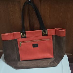 Furla Two-Tone Coral and Brown Tote